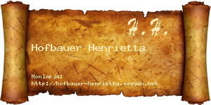Hofbauer Henrietta névjegykártya